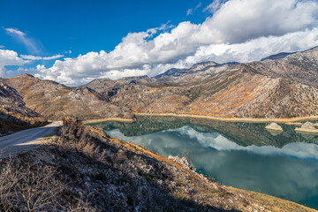 Panorama of the mountains a on a summer clear day.