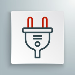 Line Electric plug icon isolated on white background. Concept of connection and disconnection of the electricity. Colorful outline concept. Vector
