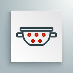 Line Kitchen colander icon isolated on white background. Cooking utensil. Cutlery sign. Colorful outline concept. Vector