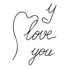 Obraz premium Vector image of valentines in doodle style. Lettering on Valentine's Day. Love