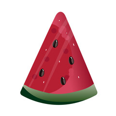 Color watermelon slice isolated on white background. vector illustration.