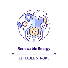 Renewable energy concept icon. Natural source. Geothermal power advantage abstract idea thin line illustration. Isolated outline drawing. Editable stroke. Arial, Myriad Pro-Bold fonts used