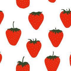 Seamless pattern with strawberry. Hand drawn vector illustration.