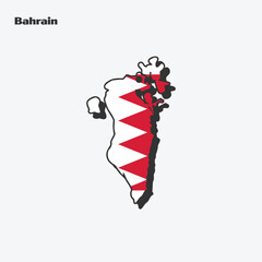 Bahrain Country Nation Flag Map Infographic