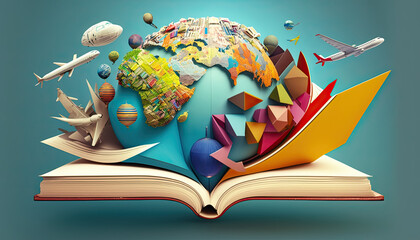 World Travel Education Colorful Collage