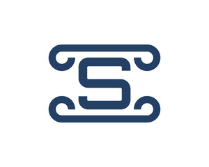 S letter in blue line vector logo