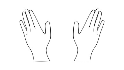 シンプルな右手と左手　両手　ボディーパーツ　モノクロ