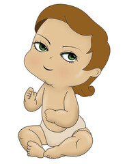baby child cartoon  Baby illustration child with eyes character cute little kid in diaper happy childhood small little one vector babies child newborn	