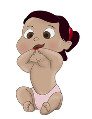 baby cartoon Baby character cute little kid in diaper happy childhood small little one vector babies. Illustration toddler child t shirt design newborn 