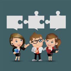 People Set - Business - Group of business people with jigsaw