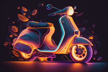 abstract scooter neon illumination, generative ai