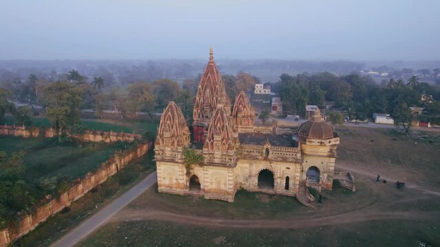 Aerial view of the old architecture of Raj Palace located at Rajnagar, Bihar, India