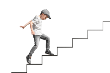 growth business concept. young businessman climbing the career ladder