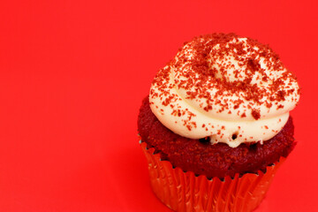 Red Velvet Cup Cake topped with Red Crumbled cake