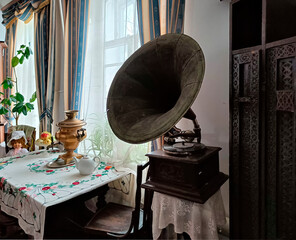 old gramophone with vinyl record