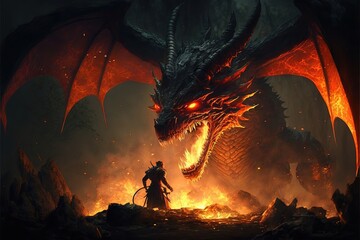 Red Fire Dragon Artistic Painting