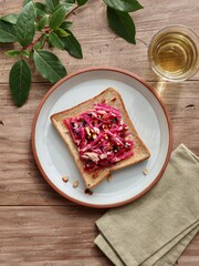 Toast bread with red radish and tuna