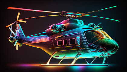 helicopter neon illumination, generative ai
