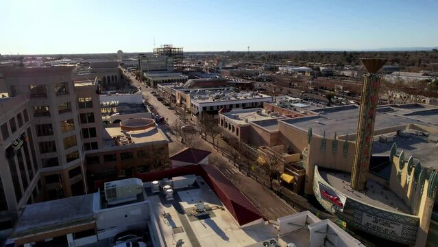 modesto california aerial push in