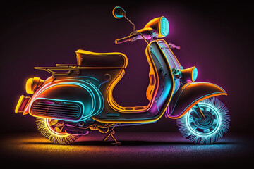 scooter neon illumination, generative ai