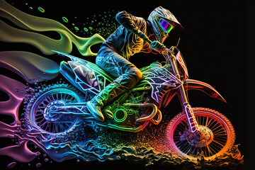 motocross neon illumination, generative ai