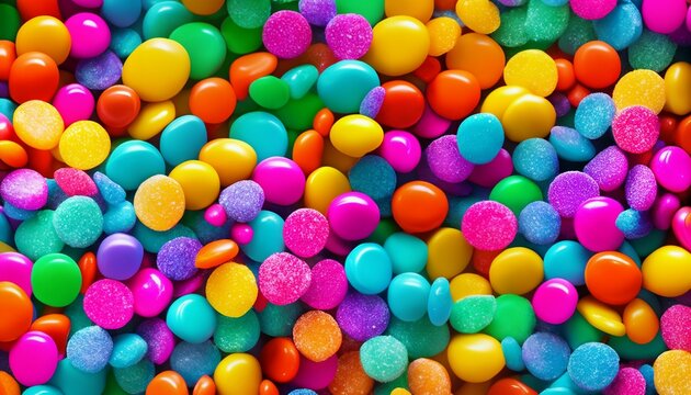 Colorful candies background. Top view. Jelly sweets background.