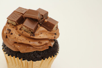Close up Chocolate Cup Cake on White background