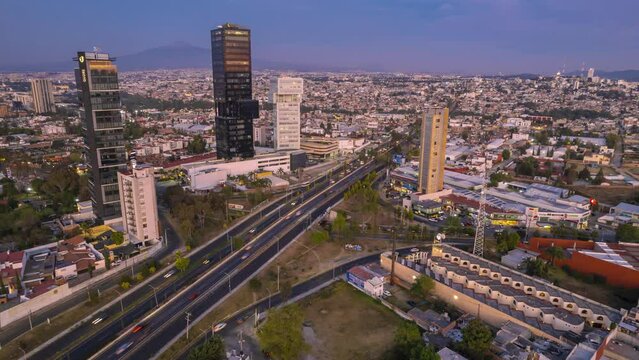 Hyperlapse of the transit in the most crowded zones of Puebla City during the sunset and the first hours of the night, the road is "Recta a Cholula" and "Calzada Zavaleta"