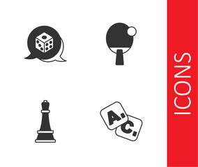 Set Bingo, Game dice, Chess and Racket icon. Vector