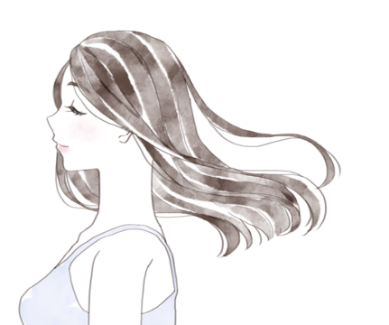 髪がなびいている女性