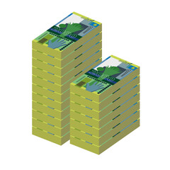 Kazakh Tenge Vector Illustration. Kazakhstan money set bundle banknotes. Paper money 2000 KZT. Flat style. Isolated on white background. Simple minimal design.