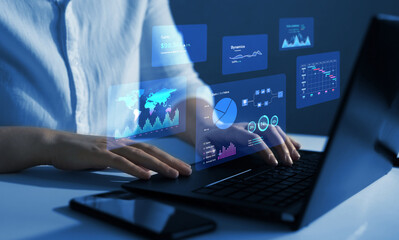 Performance (KPI) indicators and digital marketing analysis. Data management and business analytics...