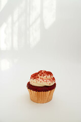 Red Velvet Cup Cake topped with Red Crumbled cake
