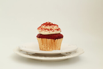 Red Velvet Cup Cake topped with Red Crumbled cake