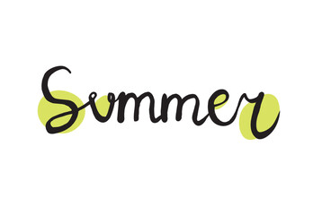 Summer lettering quote with juicy green color drops. Fresh summertime concept.