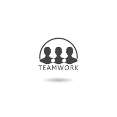 Teamwork People human logo icon with shadow