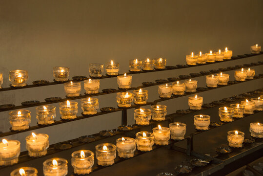 Burning candles in church, Carinthia, Austria