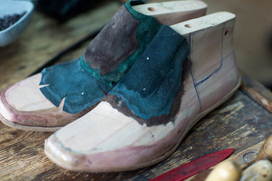 Close-up of wooden shoe stretcher, Freiburg im Breisgau, Baden-W&uuml;rttemberg, Germany