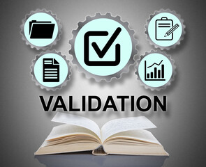 Validation concept above a book