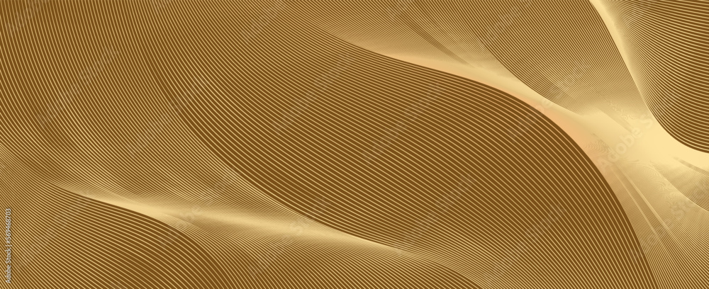 Poster luxury horizontal abstract gold wavy background design. modern guilloche curves line pattern in prem