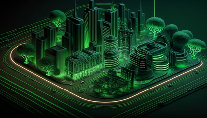 Fototapeta premium Smart green city concept 3D