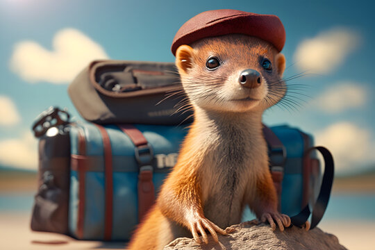 Portrait d'une fouine en vacances &agrave; la mer &raquo; IA g&eacute;n&eacute;rative