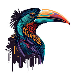 colorful hornbill pop art vector illustration