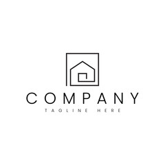 house real estate linear logo design