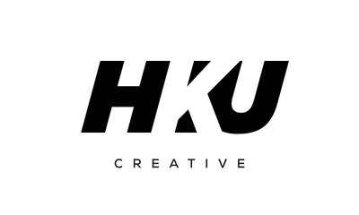 HKU letters negative space logo design. creative typography monogram vector