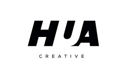 HUA letters negative space logo design. creative typography monogram vector