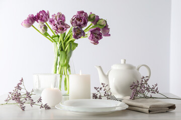 Concept of spring season beautiful table setting