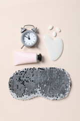 Concept of insomnia or bad sleep, top view