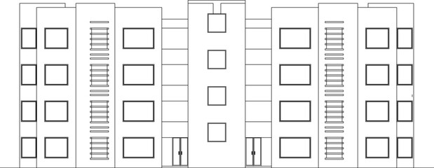 Sketch vector illustration of a skyscraper apartment building