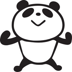 かわいいシンプルパンダ　ガッツポーズ